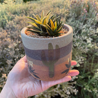 Pot - 4” Handmade decorated pottery “desert scene planter” (Order Separately)