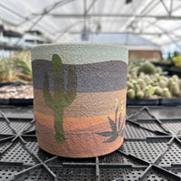 Pot- Handmade Decorated Pottery 'desert scene planter' (4”-6”)