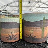 Pot- Handmade Decorated Pottery 'desert scene planter' (4”-6”)