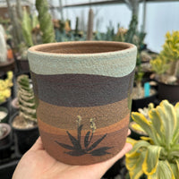 Pot- Handmade Decorated Pottery 'desert scene planter' (5”-6”)