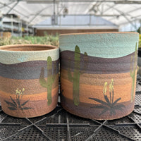 Pot- Handmade Decorated Pottery 'desert scene planter' (5”-6”)