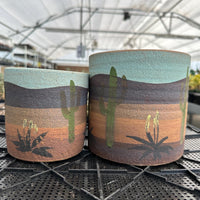 Pot- Handmade Decorated Pottery 'desert scene planter' (5”-6”)