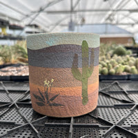 Pot- Handmade Decorated Pottery 'desert scene planter' (5”-6”)