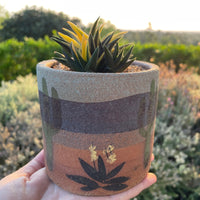 Pot - 4” Handmade decorated pottery “desert scene planter” (Order Separately)